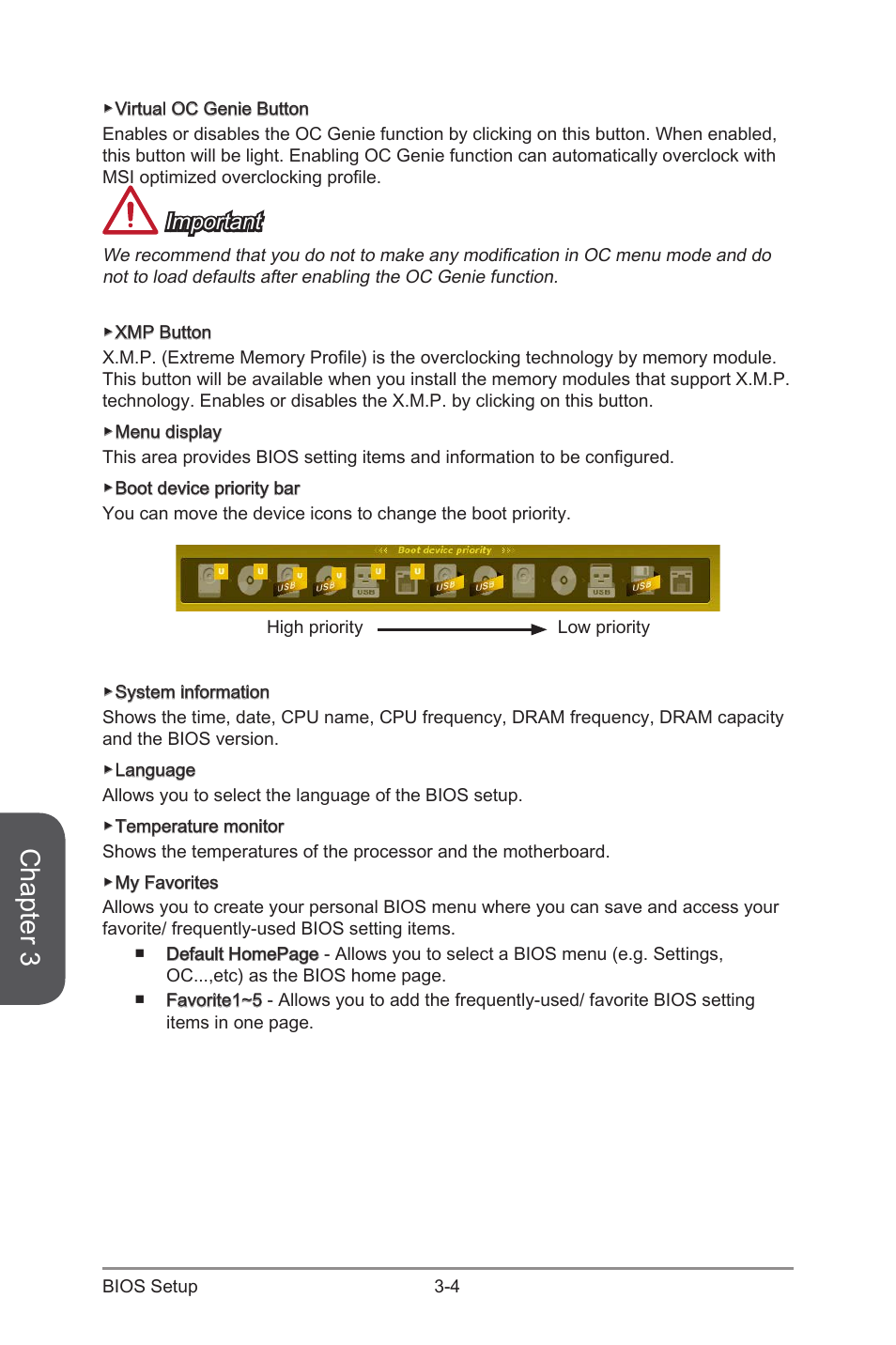 Chapter 3, Important | MSI X99S XPOWER AC Manual User Manual | Page 74 / 116