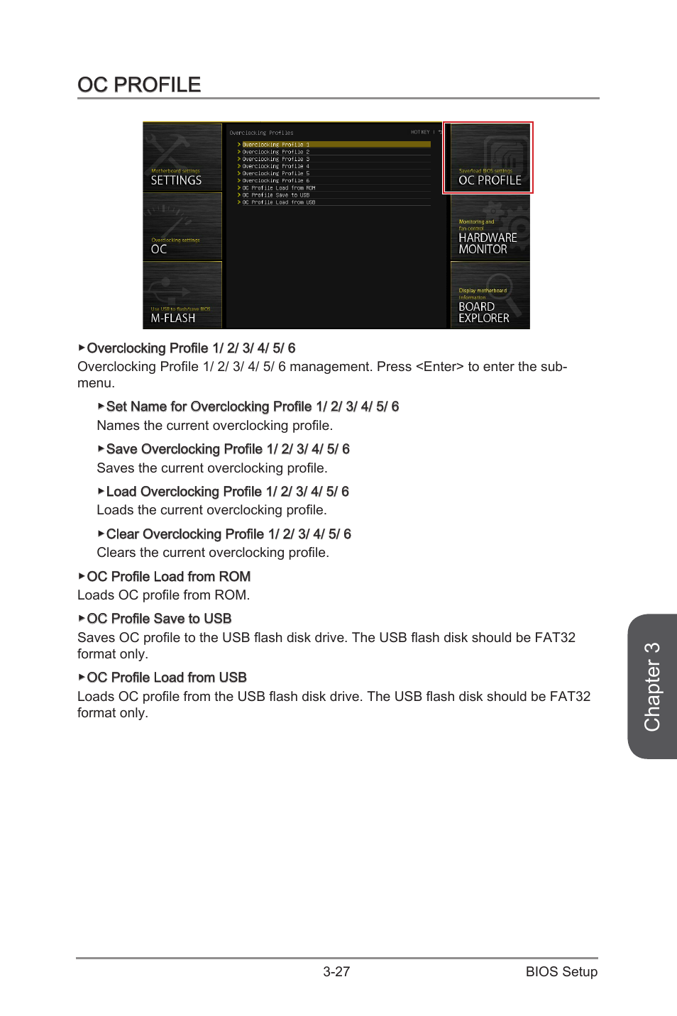 Oc profile -27, Chapter 3, Oc profile | MSI X99S XPOWER AC Manual User Manual | Page 97 / 116