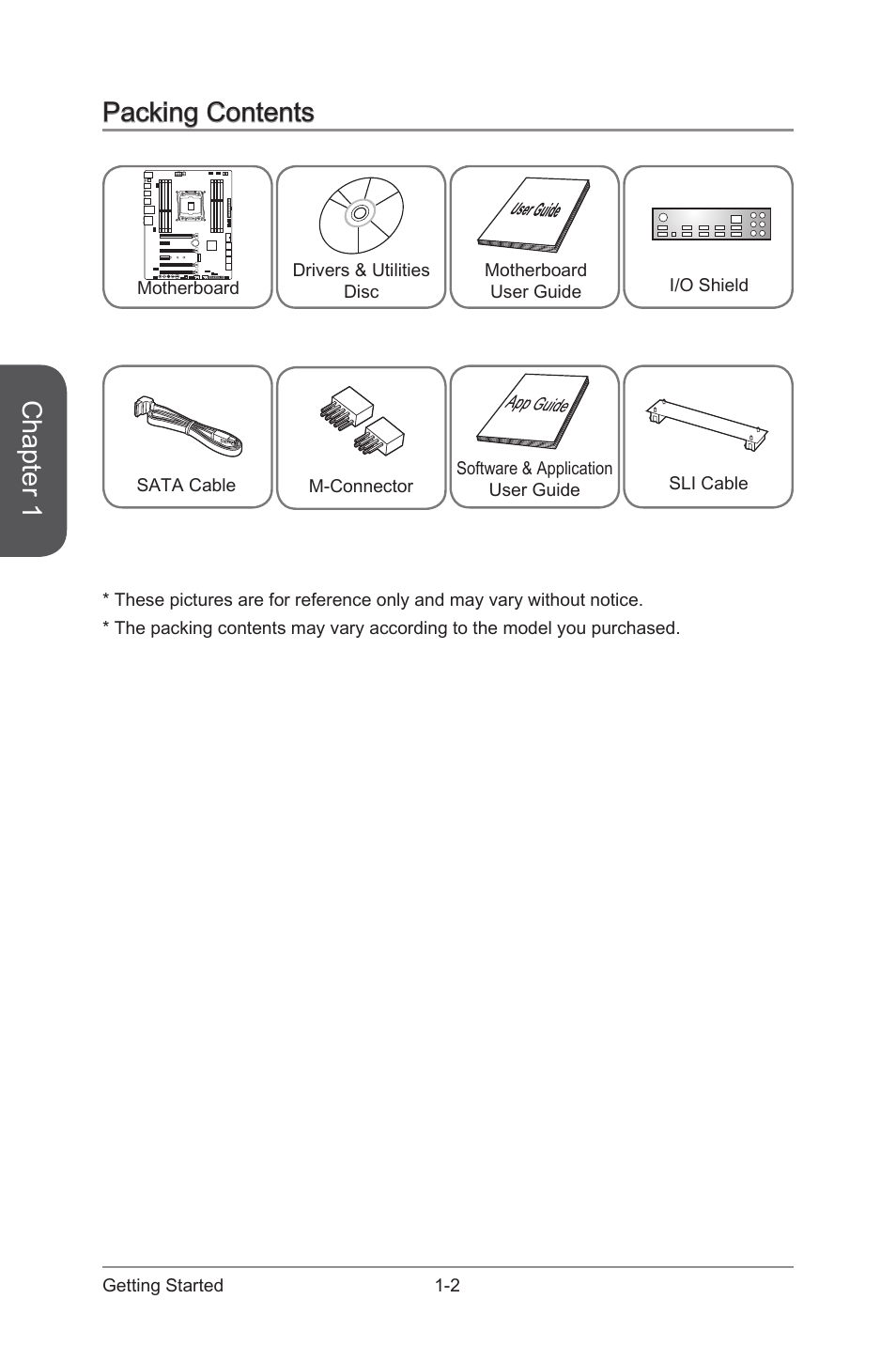 Packing contents -2, Chapter 1, Packing contents | MSI X99S MPOWER Manual User Manual | Page 16 / 112