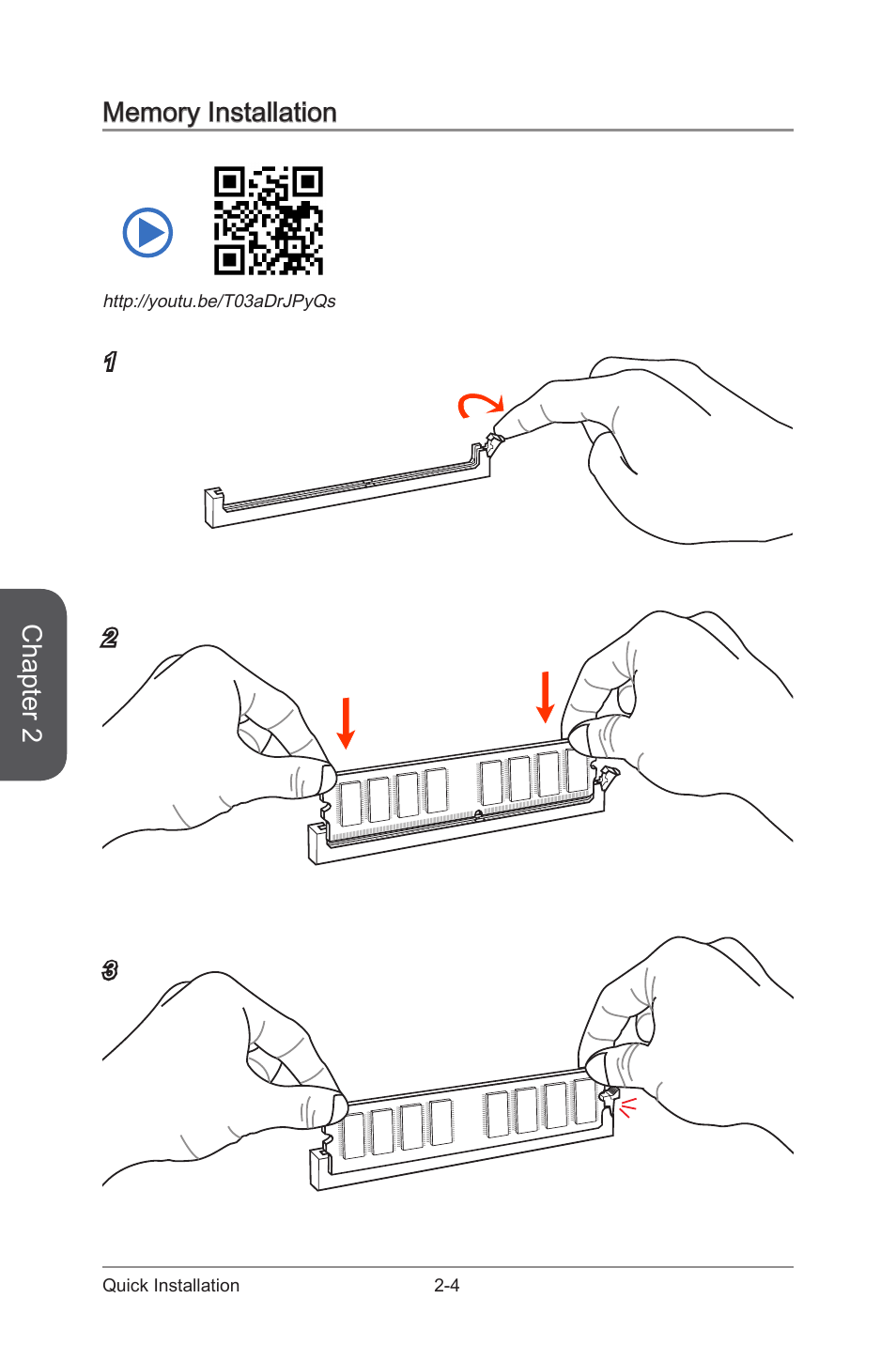 Memory installation -4, Chapter 2 | MSI X99S MPOWER Manual User Manual | Page 56 / 112