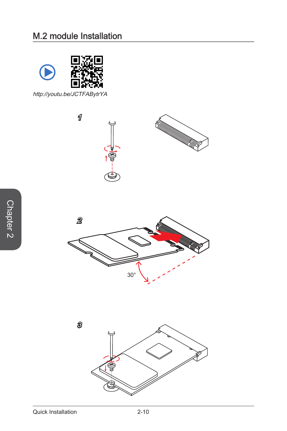 M.2 module installation -10, Chapter 2, M.2 module installation | MSI X99S MPOWER Manual User Manual | Page 62 / 112