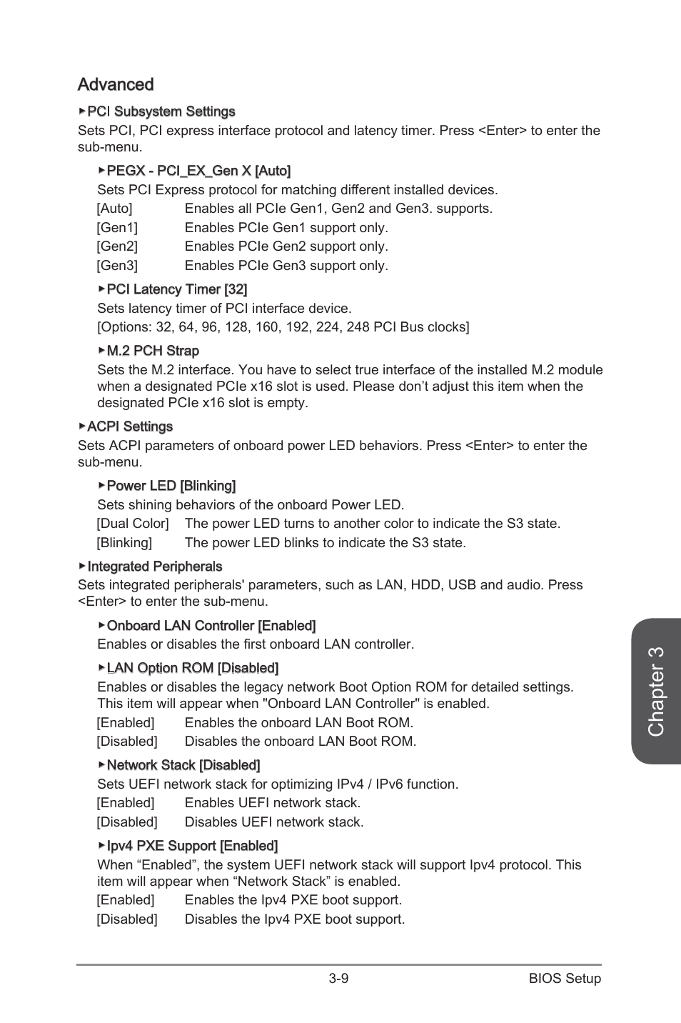 Advanced -9, Chapter 3, Advanced | MSI X99S MPOWER Manual User Manual | Page 75 / 112