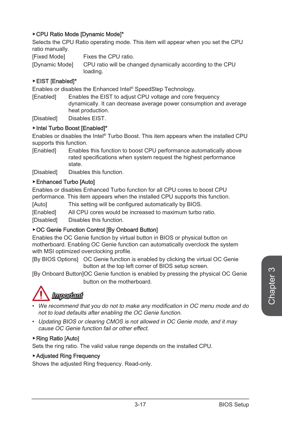 Chapter 3, Important | MSI X99S MPOWER Manual User Manual | Page 83 / 112