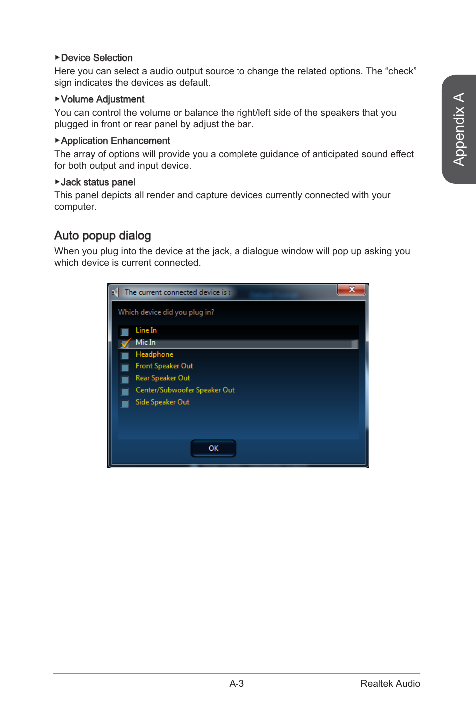 Appendix a, Auto popup dialog | MSI X99S MPOWER Manual User Manual | Page 97 / 112