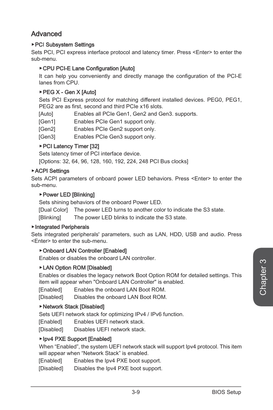 Advanced -9, Chapter 3, Advanced | MSI Z97 XPOWER AC User Manual | Page 75 / 118