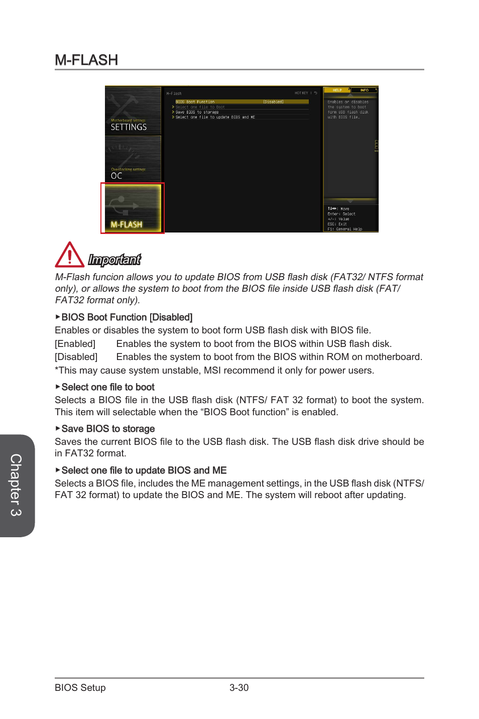 M-flash -30, Chapter 3, M-flash | Important | MSI Z97 XPOWER AC User Manual | Page 96 / 118