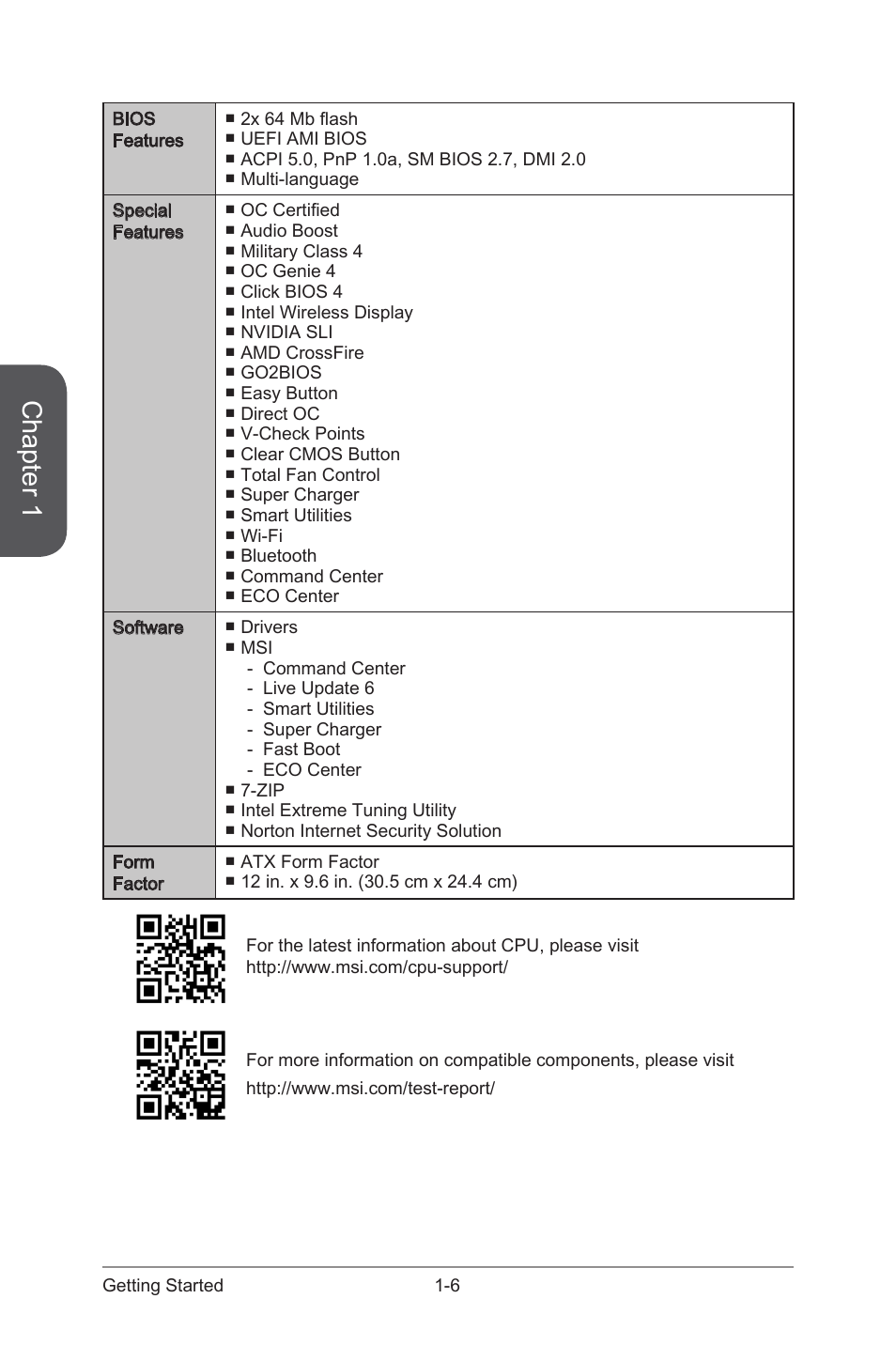 Chapter 1 | MSI Z97 MPOWER MAX AC Manual User Manual | Page 20 / 116