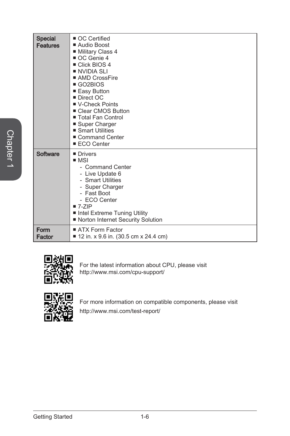 Chapter 1 | MSI Z97 MPOWER Manual User Manual | Page 20 / 116