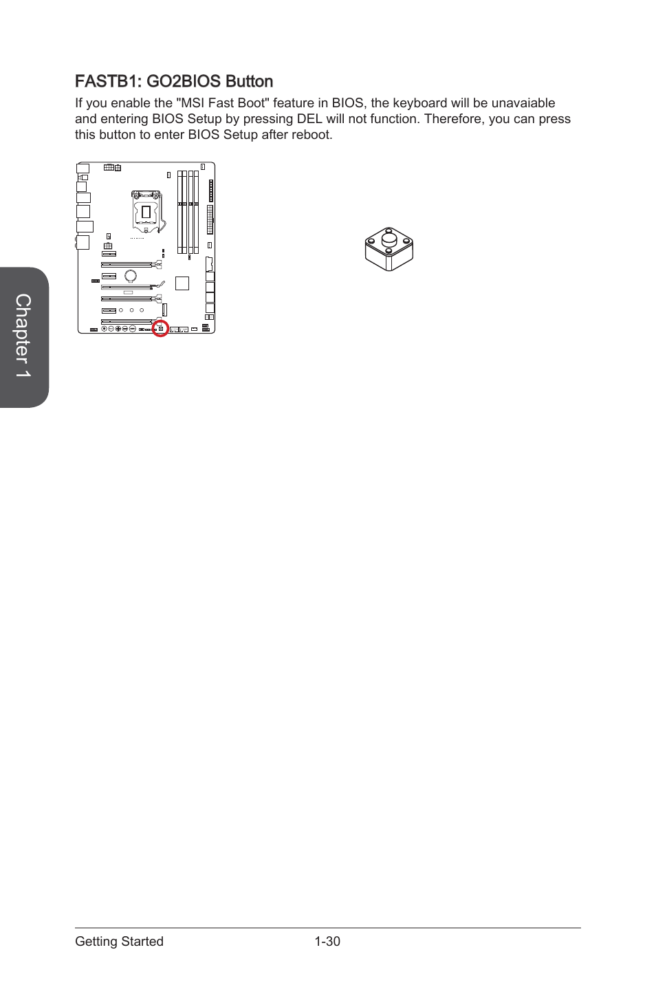 Fastb1, Go2bios button, Chapter 1 | MSI Z97 MPOWER Manual User Manual | Page 44 / 116