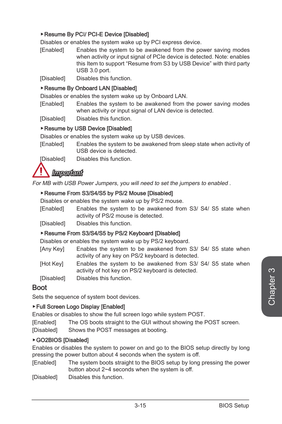 Boot -15, Chapter 3, Important | Boot | MSI Z97 MPOWER Manual User Manual | Page 79 / 116