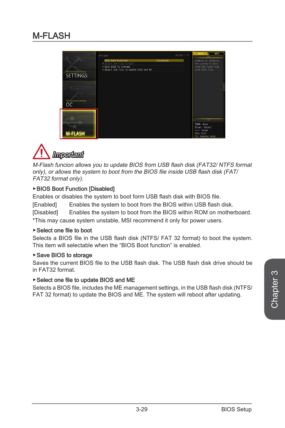 M-flash -29, Chapter 3, M-flash | Important | MSI Z97 MPOWER Manual User Manual | Page 93 / 116