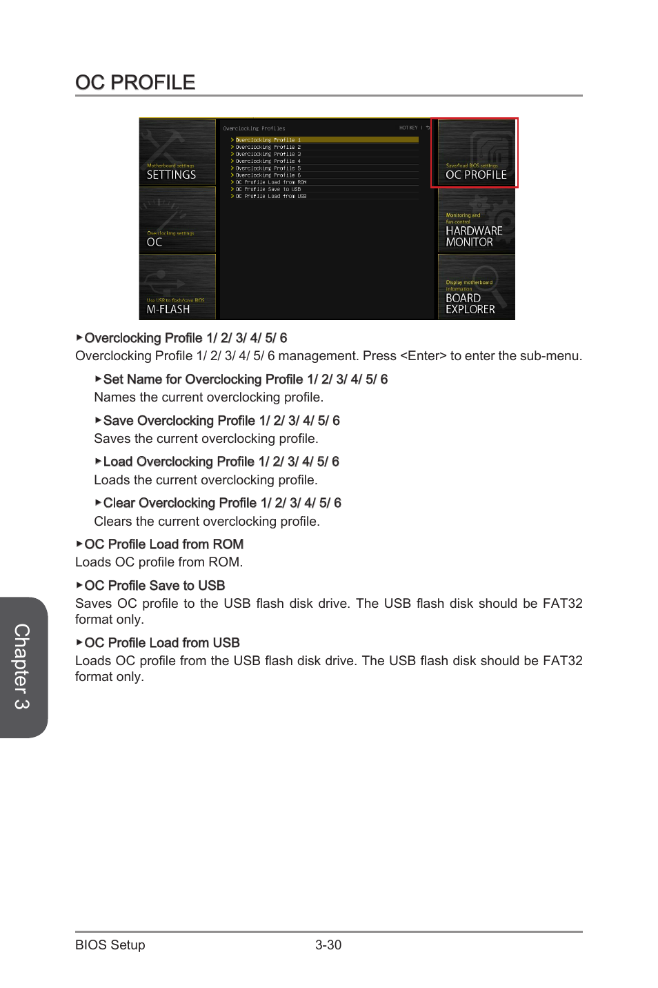 Oc profile -30, Chapter 3, Oc profile | MSI Z97 MPOWER Manual User Manual | Page 94 / 116