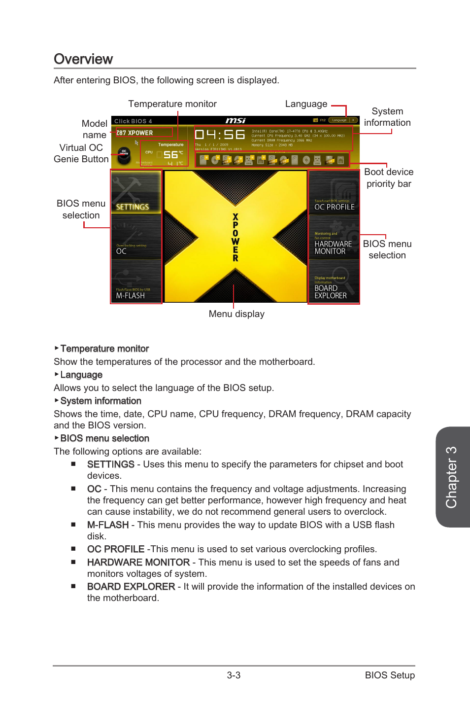 Overview -3, Chapter 3, Overview | MSI Z87 XPOWER User Manual | Page 73 / 120