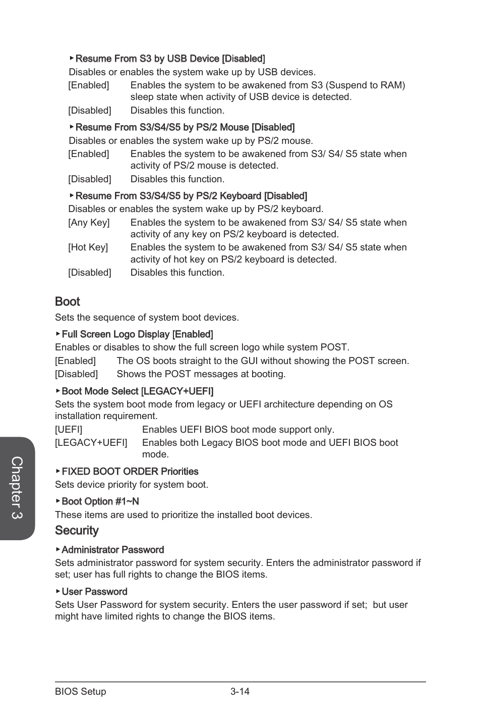 Boot -14 security -14, Chapter 3, Boot | Security | MSI Z87 XPOWER User Manual | Page 84 / 120