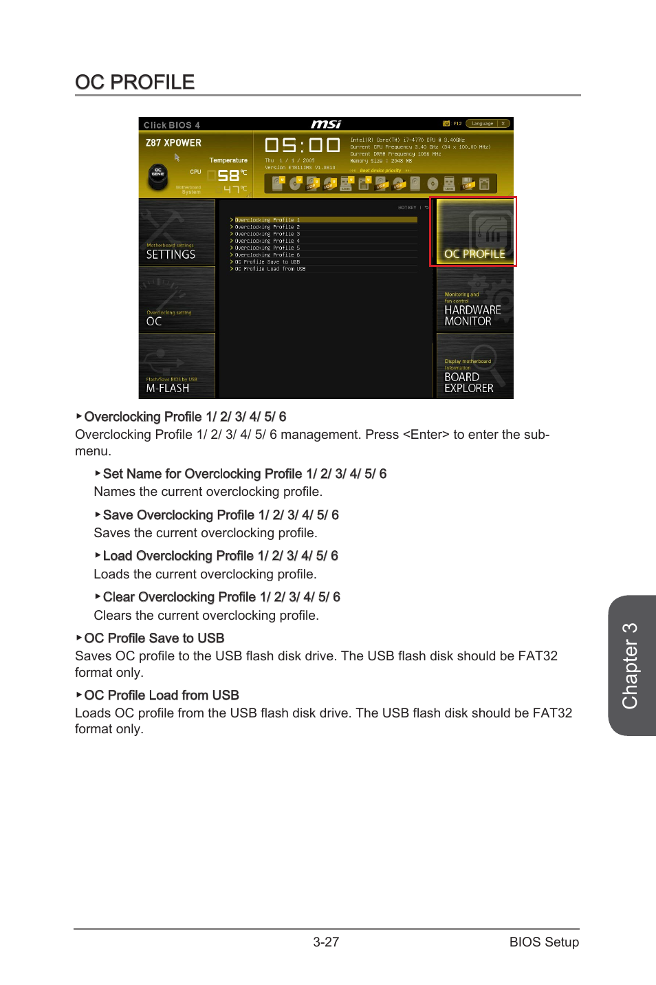 Oc profile -27, Chapter 3, Oc profile | MSI Z87 XPOWER User Manual | Page 97 / 120