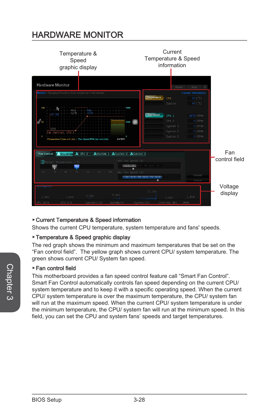 Hardware monitor -28, Chapter 3, Hardware monitor | MSI Z87 XPOWER User Manual | Page 98 / 120