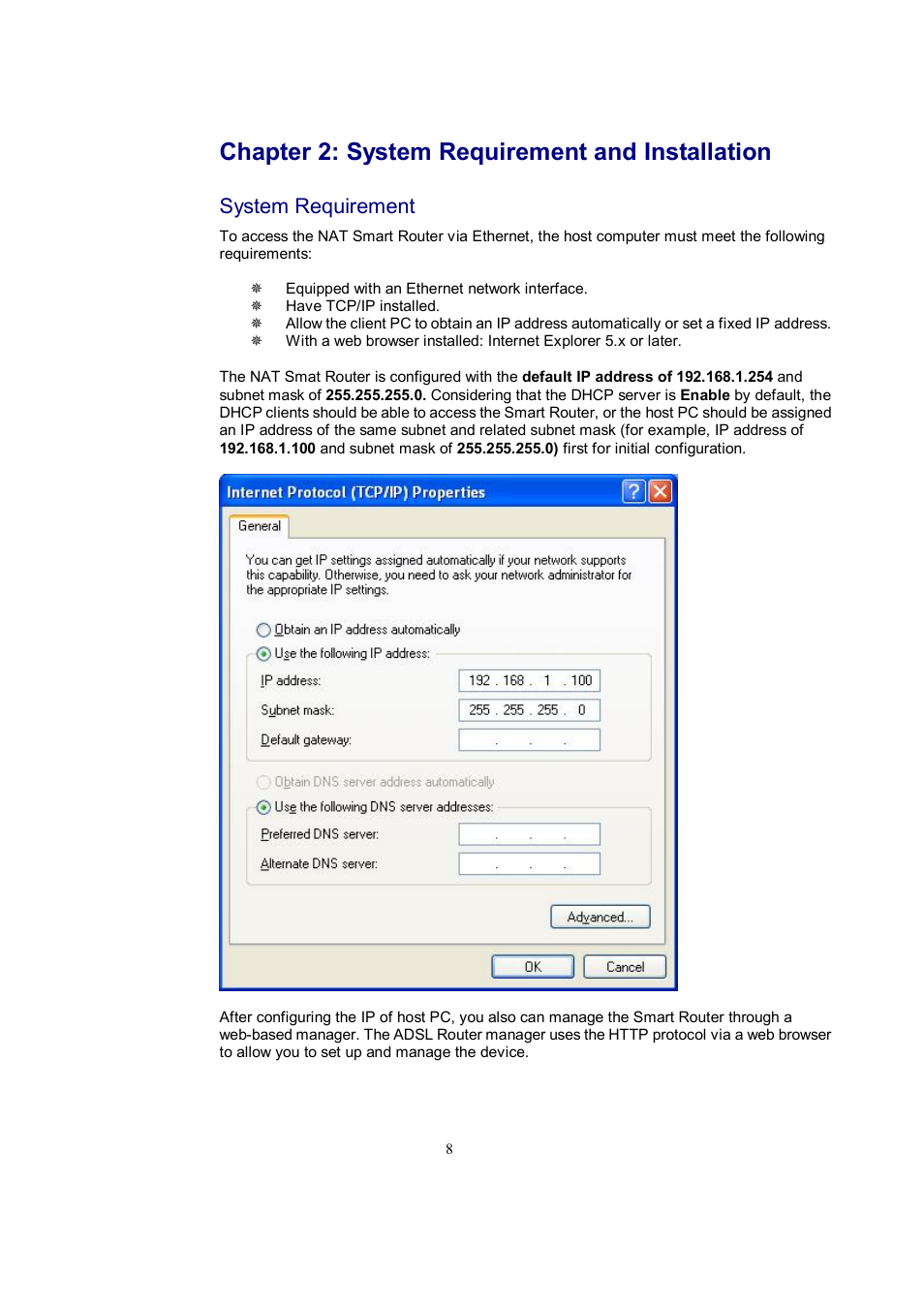 Chapter 2: system requirement and installation, System requirement | Accton Technology EC3805 User Manual | Page 8 / 34