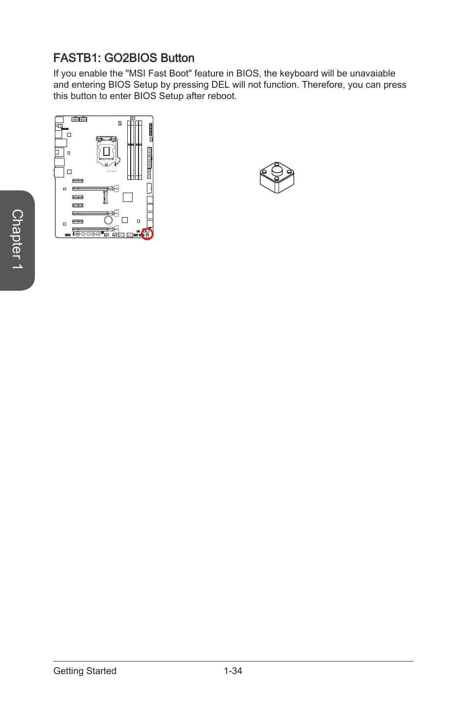 Fastb1, Go2bios button, Chapter 1 | MSI Z87 MPOWER MAX User Manual | Page 48 / 116
