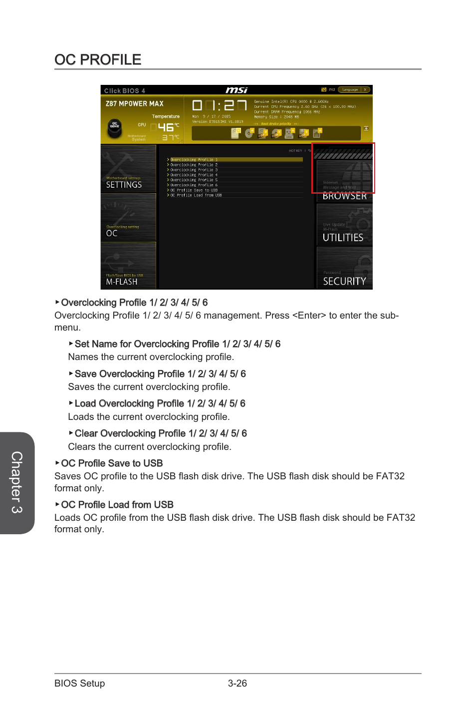 Oc profile, Oc profile -26, Chapter 3 | MSI Z87 MPOWER MAX User Manual | Page 94 / 116