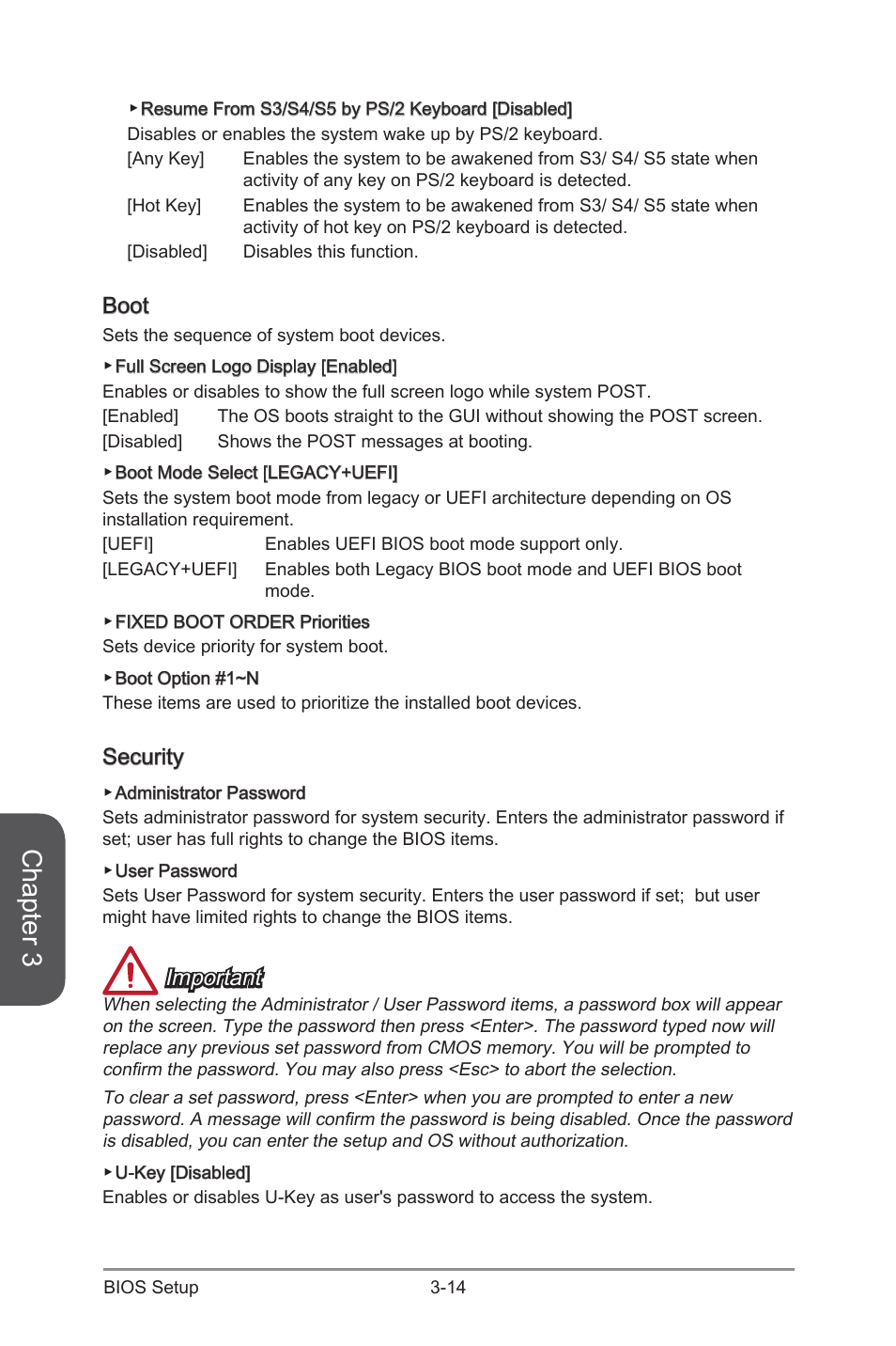 Boot, Security, Boot -14 security -14 | Chapter 3, Important | MSI Z87 MPOWER User Manual | Page 84 / 120