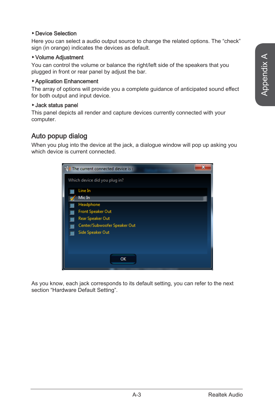 Auto popup dialog, Appendix a | MSI Z87 MPOWER SP User Manual | Page 101 / 118