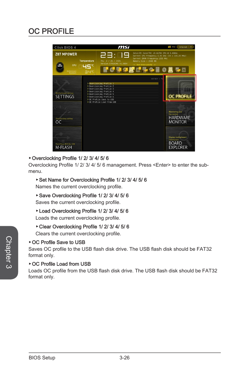 Oc profile, Oc profile -26, Chapter 3 | MSI Z87 MPOWER SP User Manual | Page 96 / 118