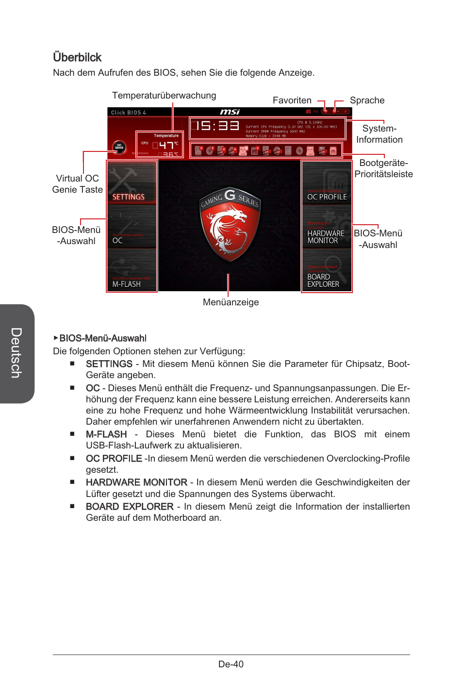 Deutsch, Überbilck | MSI X99S GAMING 9 AC User Manual | Page 106 / 236