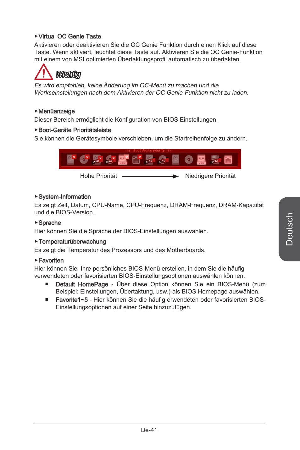 Deutsch, Wichtig | MSI X99S GAMING 9 AC User Manual | Page 107 / 236