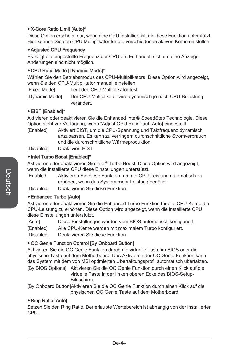 Deutsch | MSI X99S GAMING 9 AC User Manual | Page 110 / 236