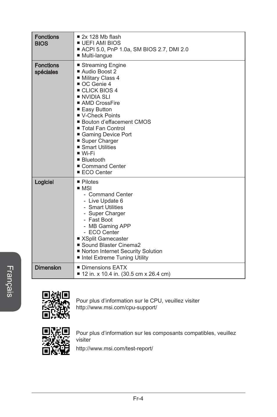 Français | MSI X99S GAMING 9 AC User Manual | Page 122 / 236