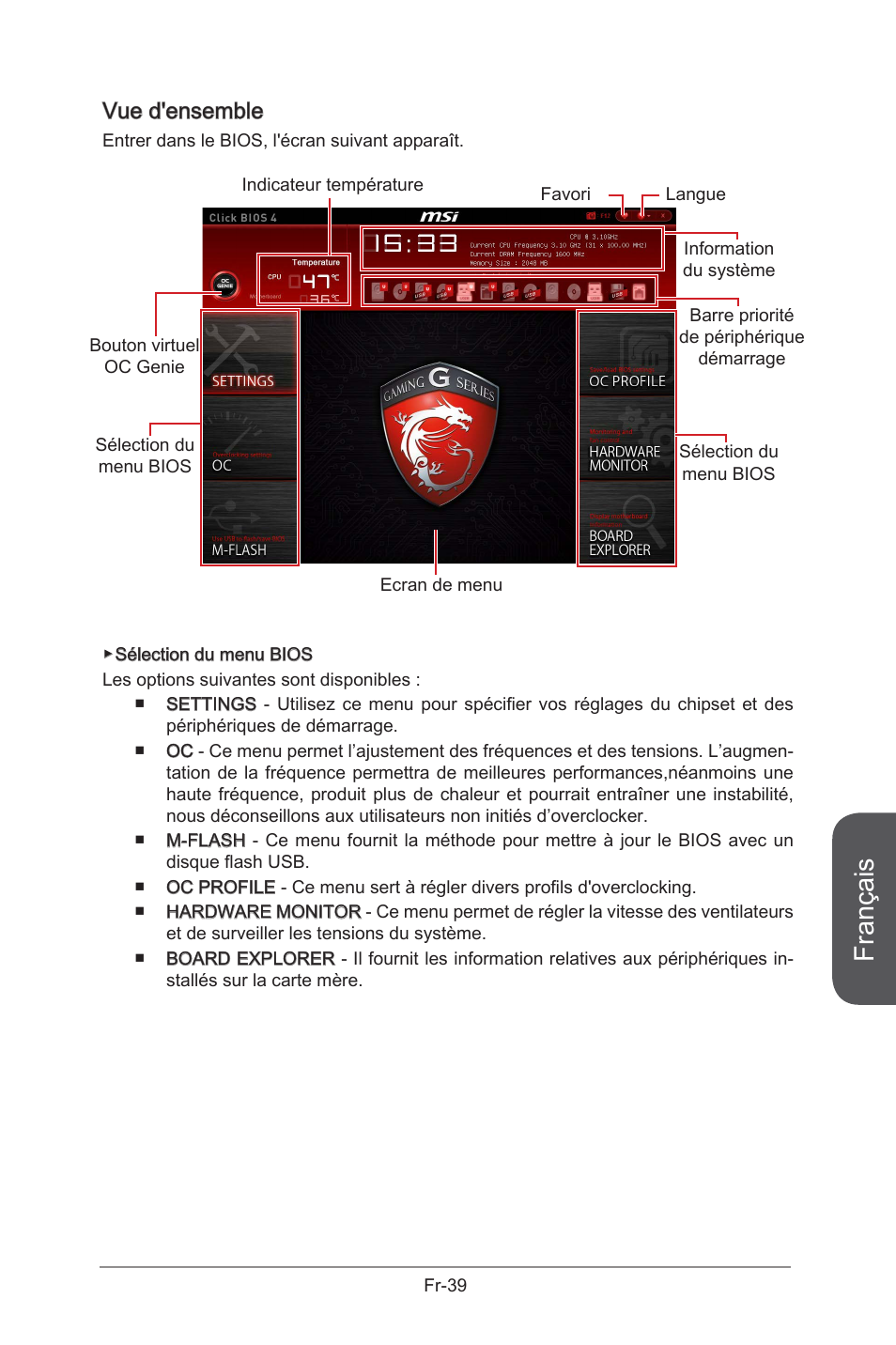 Français, Vue d'ensemble | MSI X99S GAMING 9 AC User Manual | Page 157 / 236