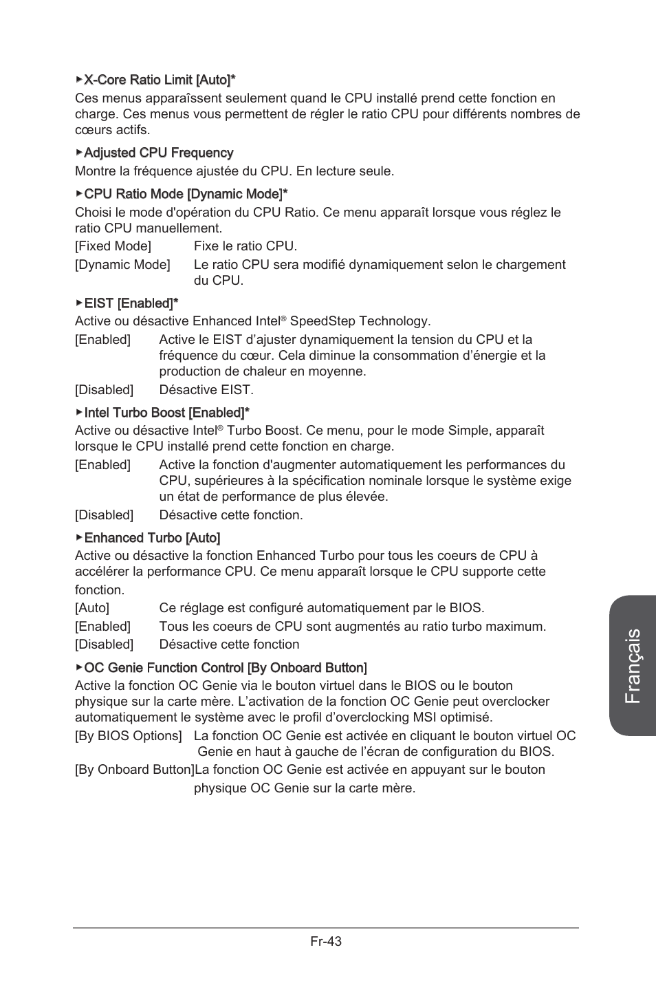 Français | MSI X99S GAMING 9 AC User Manual | Page 161 / 236