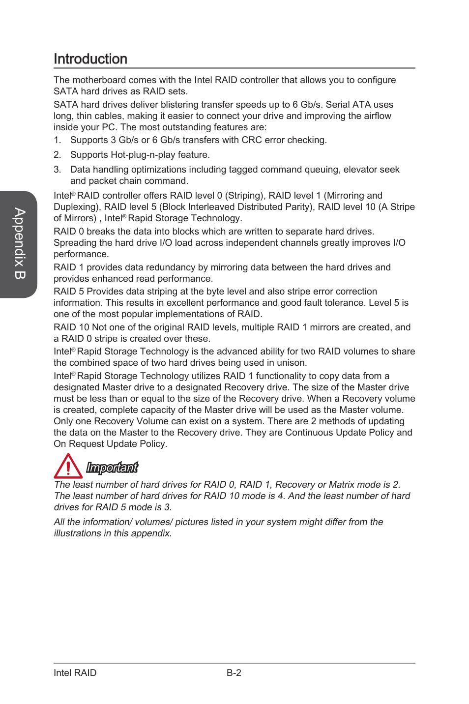 Appendix b, Introduction, Important | MSI X99S GAMING 7 Manual User Manual | Page 100 / 112