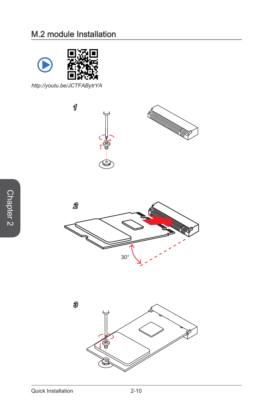 M.2 module installation -10, Chapter 2, M.2 module installation | MSI X99S GAMING 7 Manual User Manual | Page 62 / 112