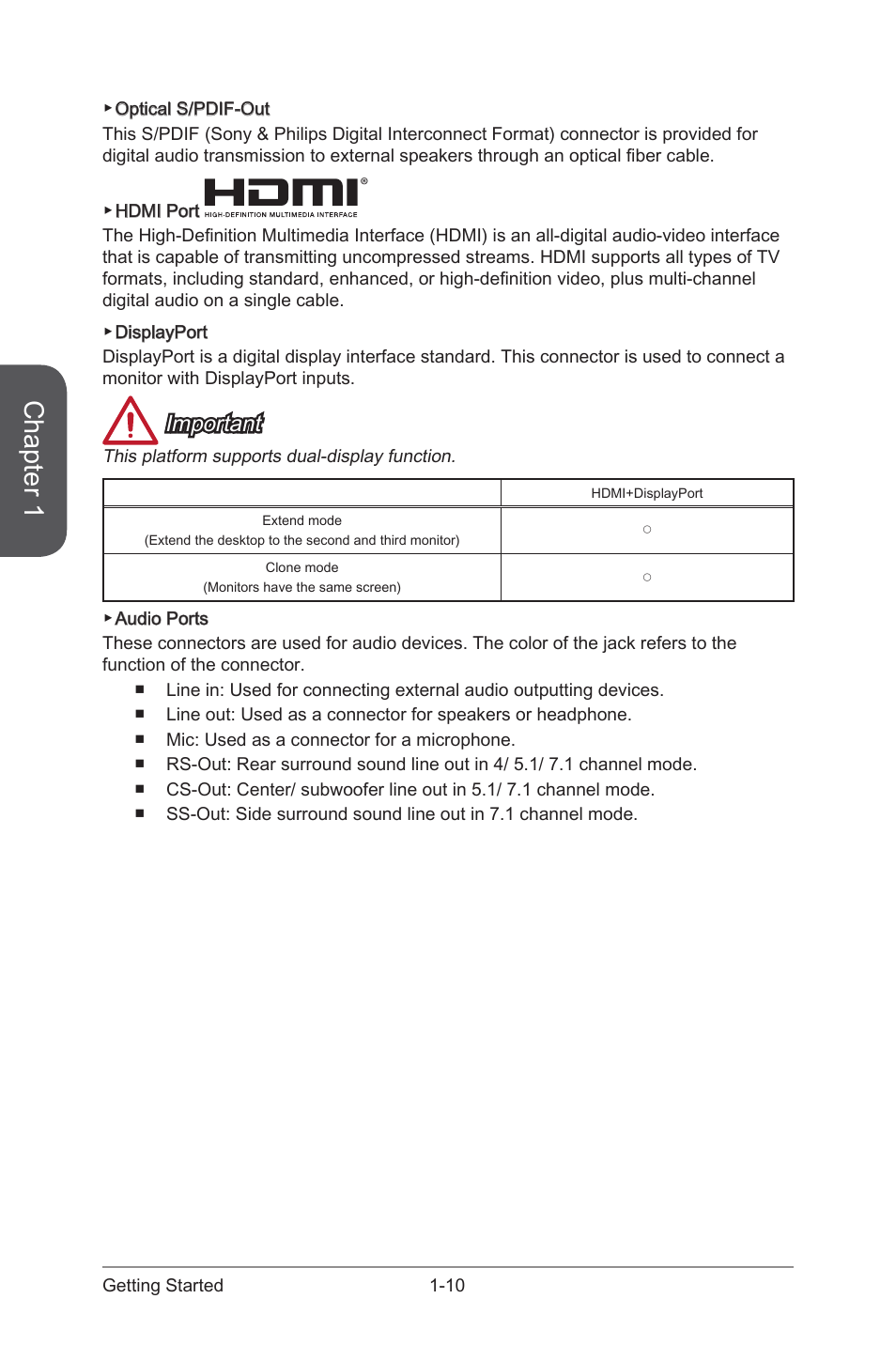 Chapter 1, Important | MSI Z97 GAMING 9 AC Manual User Manual | Page 24 / 112