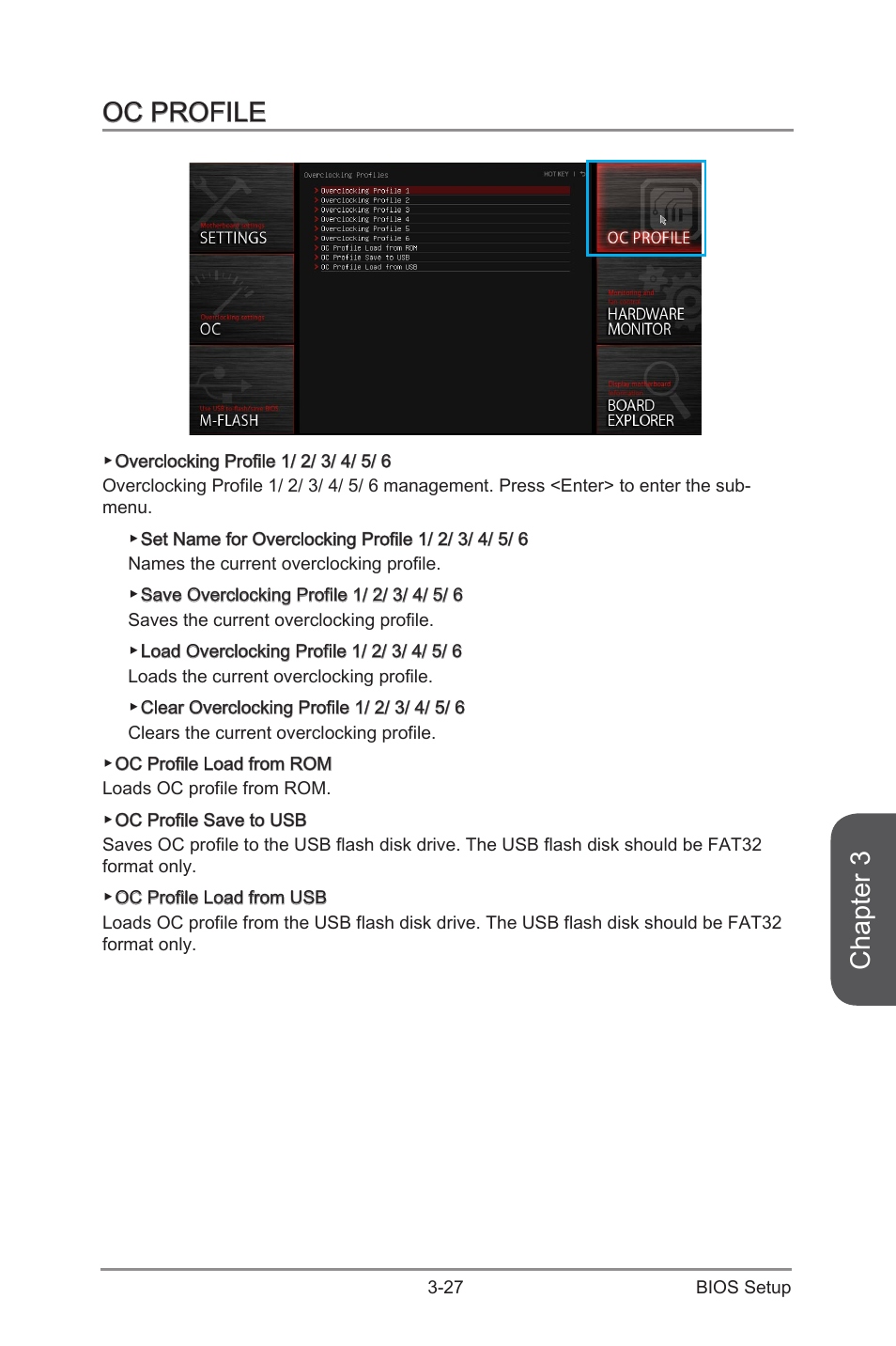 Oc profile -27, Chapter 3, Oc profile | MSI Z97 GAMING 9 AC Manual User Manual | Page 91 / 112