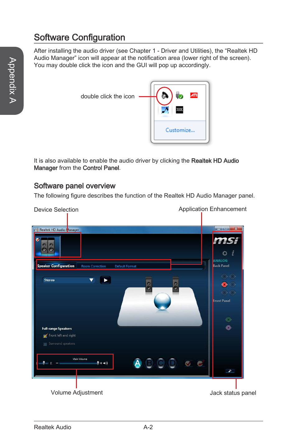 Appendix a, Software configuration, Software panel overview | MSI Z97 GAMING 5 AC Manual User Manual | Page 90 / 108