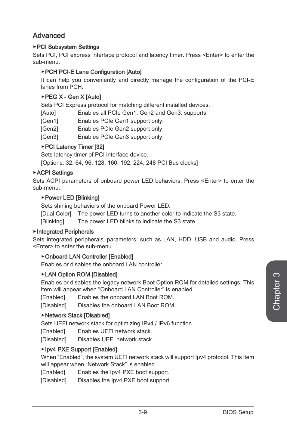 Advanced -9, Chapter 3, Advanced | MSI H97 GAMING 3 Manual User Manual | Page 67 / 112