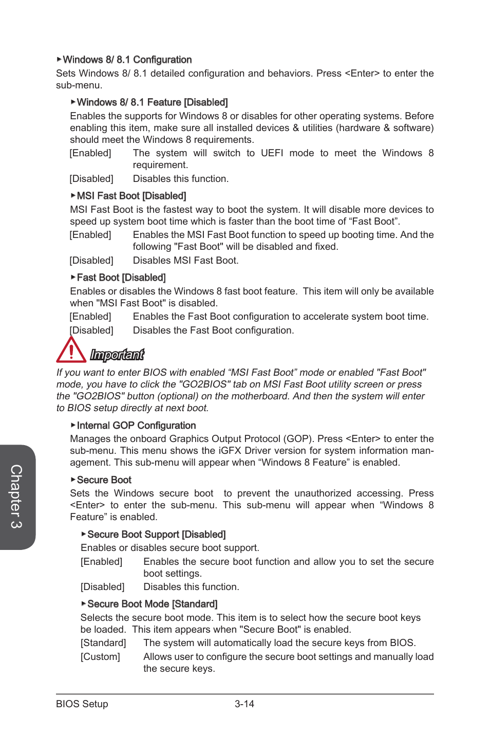 Chapter 3, Important | MSI H97 GAMING 3 Manual User Manual | Page 72 / 112