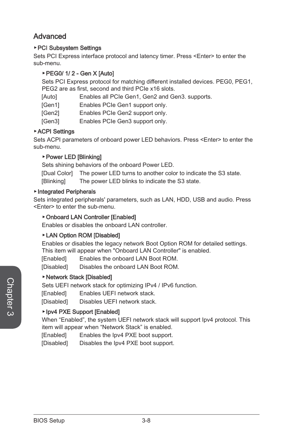 Advanced, Advanced -8, Chapter 3 | MSI Z97-GD65 GAMING Manual User Manual | Page 72 / 116