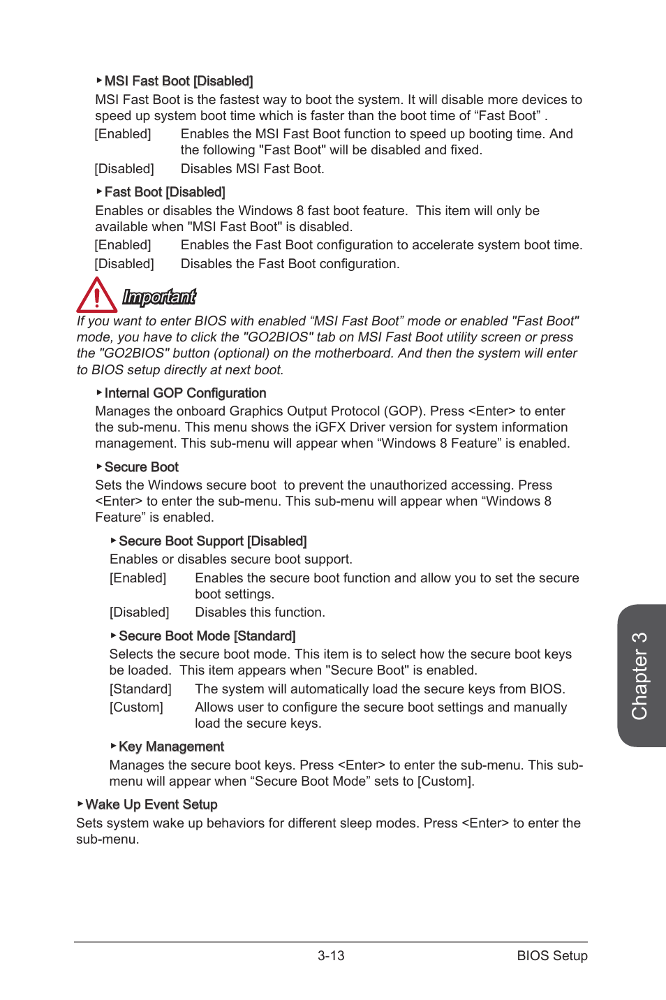 Chapter 3, Important | MSI Z97-GD65 GAMING Manual User Manual | Page 77 / 116