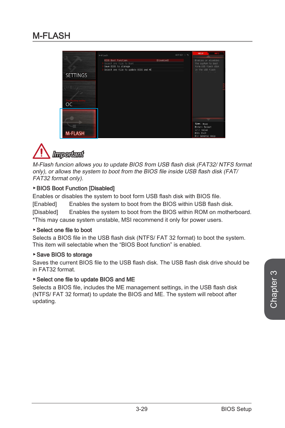 M-flash, M-flash -29, Chapter 3 | Important | MSI Z97-GD65 GAMING Manual User Manual | Page 93 / 116