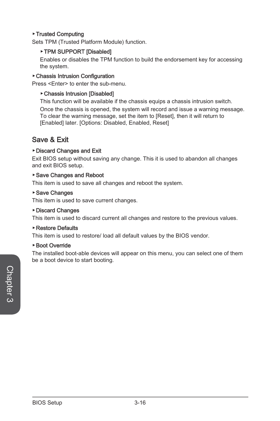 Save & exit -16, Chapter 3, Save & exit | MSI Z97-G45 GAMING User Manual | Page 74 / 106