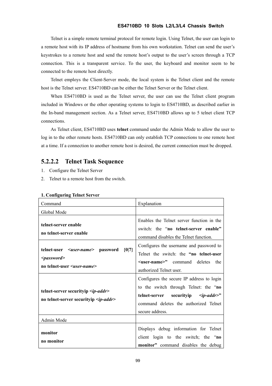 2 telnet task sequence | Accton Technology ES4710BD User Manual | Page 100 / 547