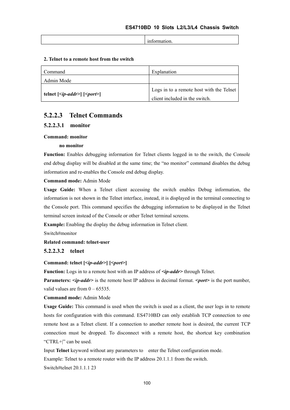 3 telnet commands | Accton Technology ES4710BD User Manual | Page 101 / 547