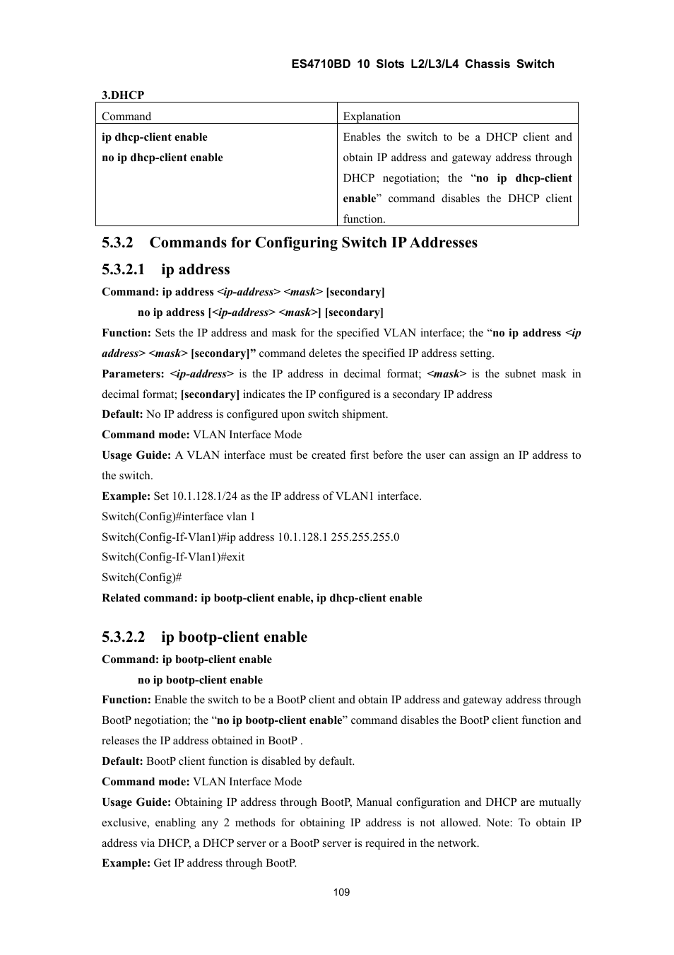 2 ip bootp-client enable | Accton Technology ES4710BD User Manual | Page 110 / 547