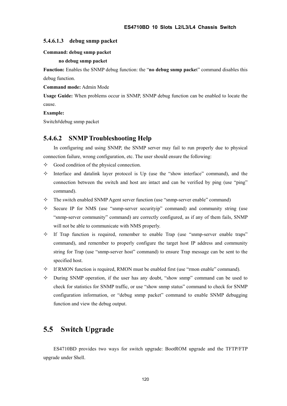 5 switch upgrade, 2 snmp troubleshooting help | Accton Technology ES4710BD User Manual | Page 121 / 547