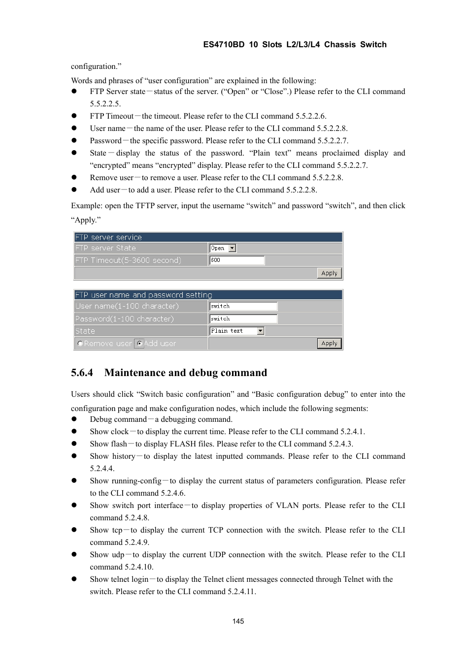 4 maintenance and debug command | Accton Technology ES4710BD User Manual | Page 146 / 547