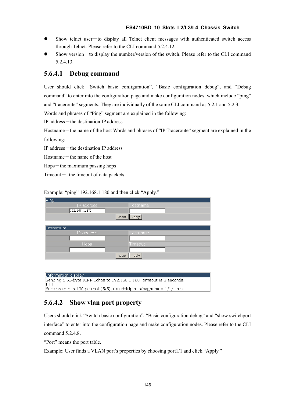 1 debug command, 2 show vlan port property | Accton Technology ES4710BD User Manual | Page 147 / 547