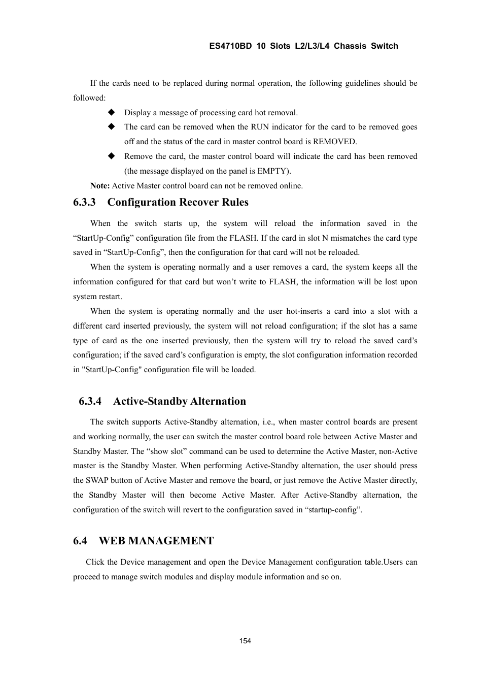 3 configuration recover rules, 4 active-standby alternation, 4 web management | Accton Technology ES4710BD User Manual | Page 155 / 547